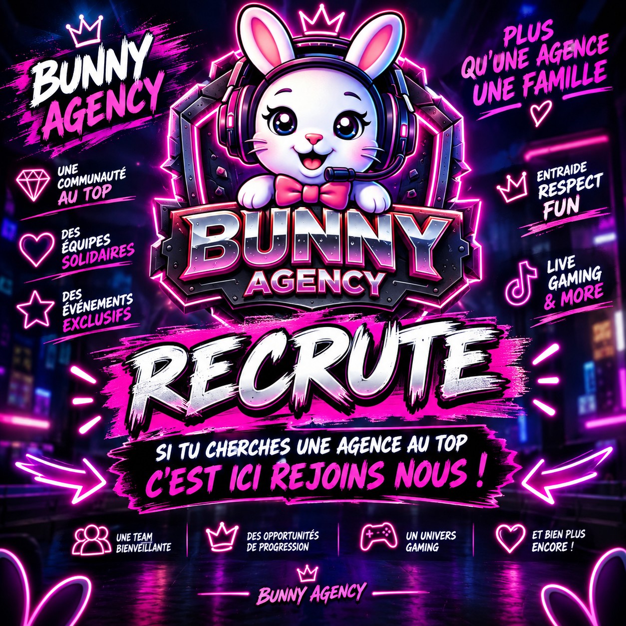 Bunny Agency recrute — plus qu'une agence, une famille